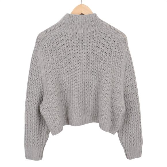 NWOT Madewell 100% Merino Wool Pointelle-Stitch Mockneck Sweater Grey Small - Picture 3 of 7